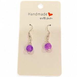 Purple Beaded Dangle Earrings